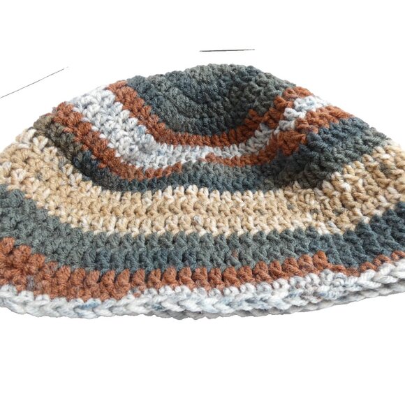 Multicolor Stripes Beanie OS Handmade Crochet Hand Knit Warm Cap Winter Hat NWT - Picture 5 of 8